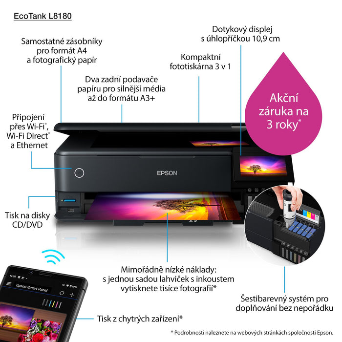EAN 8715946676388 - Epson EcoTank L8180 Inyección de tinta A3+ 5760 x 1440 DPI 32 ppm Wifi imagen 14