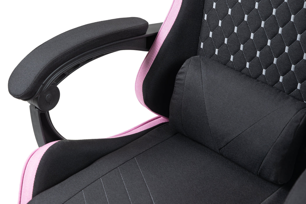 Silla Gamer Mars Gaming Mgcxfgrbl Negra Y Rosa Reclinable Reposabrazos Ajustable Reposapies Cojines