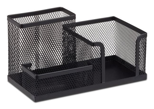Relaxdays Escritorio-Organizer 3 Compartimentos, Metal Negro