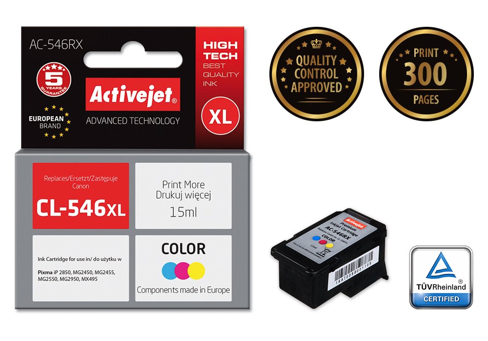 Tinta Activejet Ac-546rx (Reemplazo Canon Cl-546xl - Premium - 15 Ml - Color)
