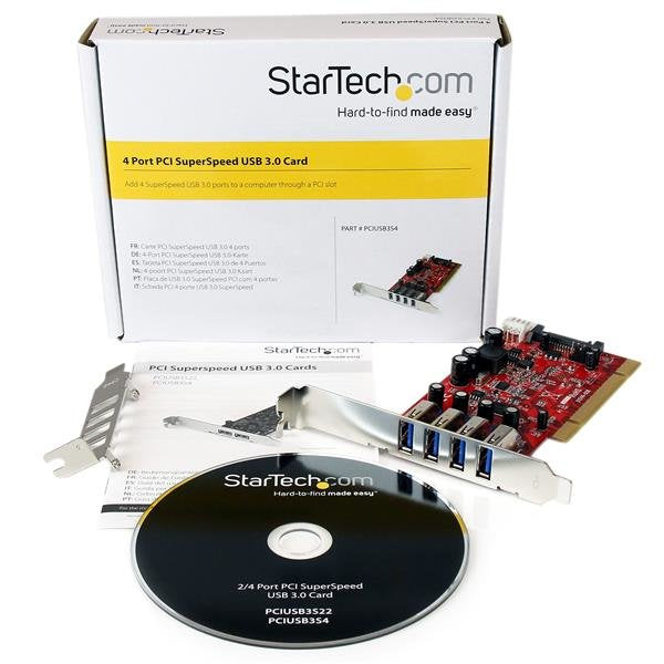 Startech.Com Tarjeta Adaptador Pci Usb 3.0 Superspeed 4 Puertos Con Alimentación Sata Lp4 Hub Concentrador Interno 2x Usb A Hembra Adaptador Usb Pci-X Perfil Bajo Usb 3.0 X 4 Rojo Para P/N: Hbs304a24a S3510bmu33 S3510smu33 Uni251bmu33 Us