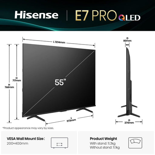 EAN 6942351416212 - Hisense 55E7Q PRO 139,7 cm (55") 4K Ultra HD Smart TV Wifi Negro 330 cd / m² imagen 2