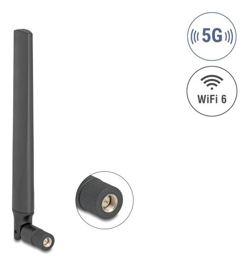 Delock 5g Lte Gnss Wifi 6 Antena Sma Macho 0,9 - 4,1 Dbi 183 Mm Omnidirektion