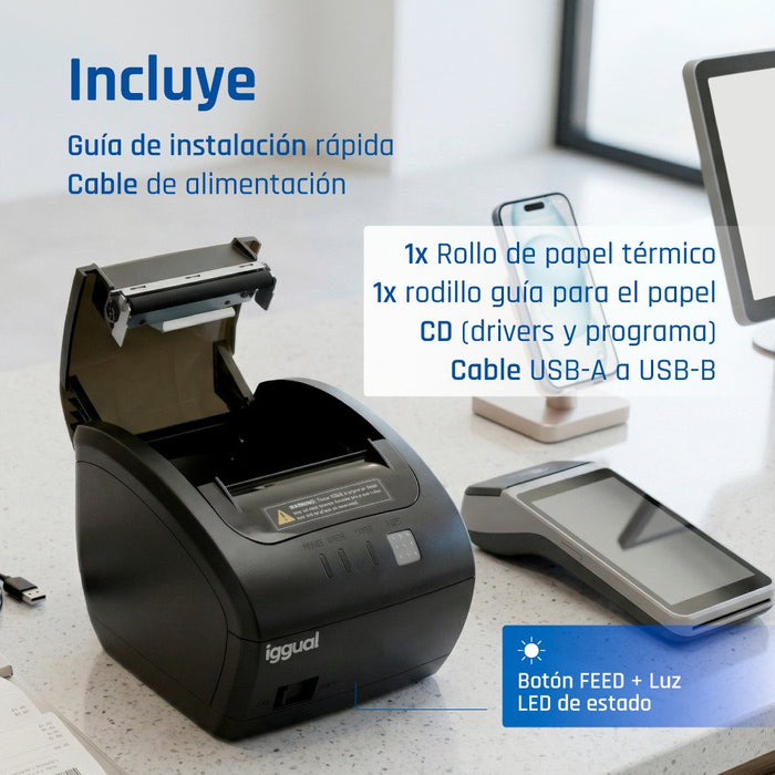 EAN 8435364319185 - iggual TP7001-1S 203 x 203 DPI Alámbrico Transferencia térmica Impresora de recibos imagen 6