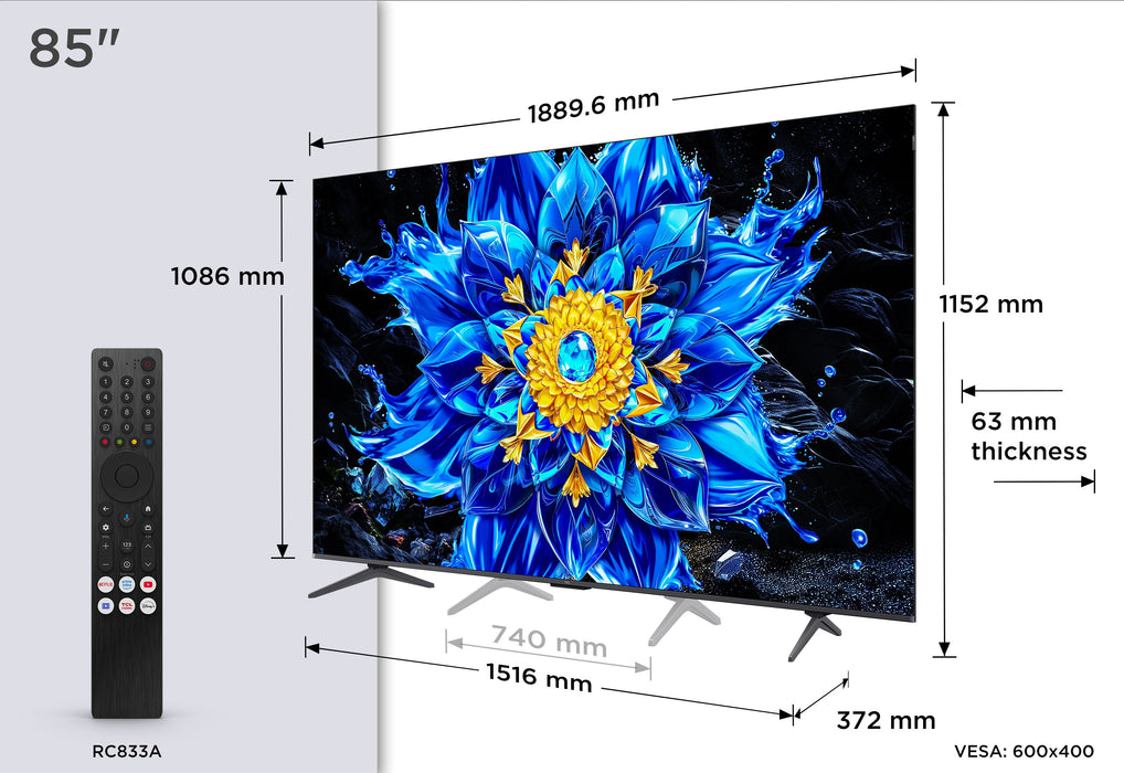 EAN 5901292530174 - TCL P8L 85P8L Televisor 2,16 m (85") 4K Ultra HD Smart TV Wifi Negro 450 cd / m² imagen 4