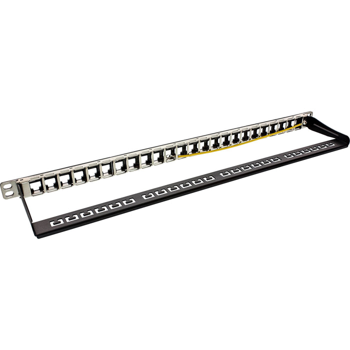 Patch Panel Inline Blank 19" 24 Puertos 0.5u Negro Para Keystones Rj45