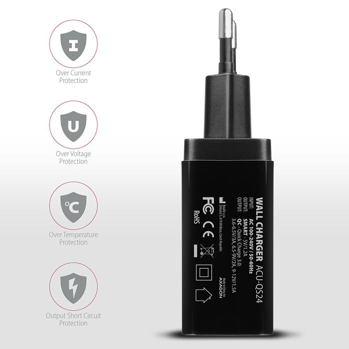 EAN 8595247905857 - Axagon ACU-QS24 cargador de dispositivo móvil Smartphone Negro Corriente alterna Carga rápida Interior imagen 8