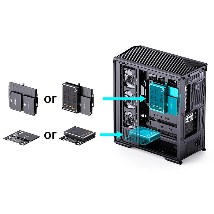 Jonsbo D400 Pc-Gehäuse, Midi Tower, Atx, Tempered Glass - Schwarz