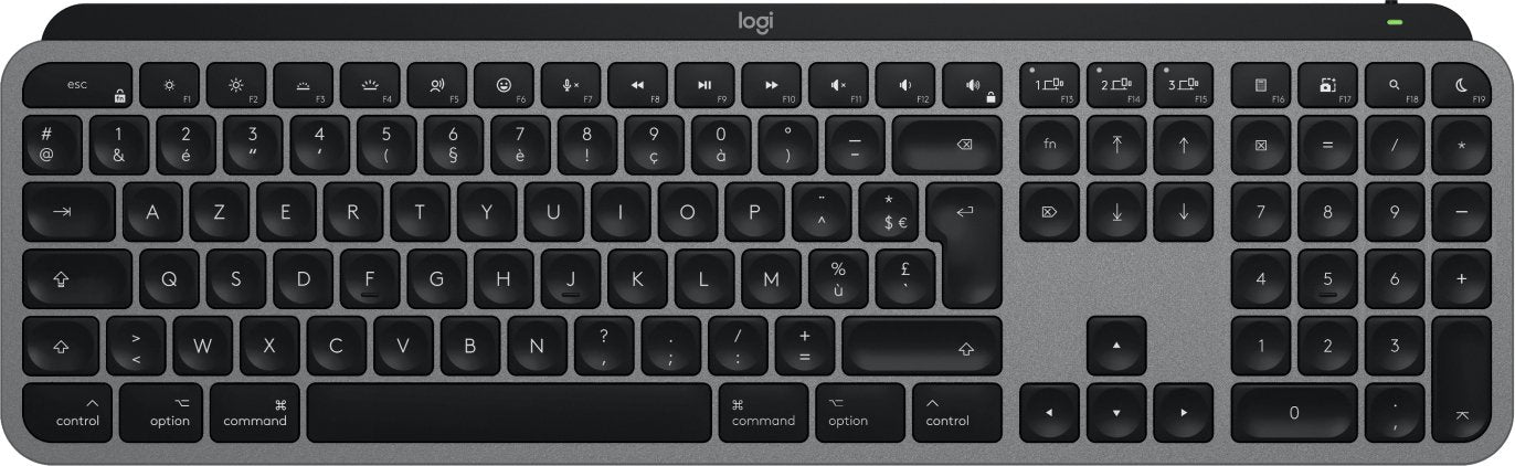 EAN 5099206114685 - Logitech Master MX Keys S for Mac teclado Oficina RF Wireless + Bluetooth AZERTY Francés Aluminio, Negro imagen 1