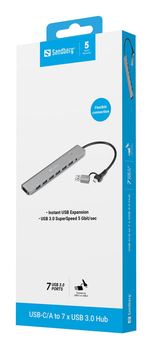 EAN 5705730136665 - Sandberg 136-66 hub de interfaz USB 3.2 Gen 1 (3.1 Gen 1) Type-A + Type-C 5000 Mbit/s imagen 4