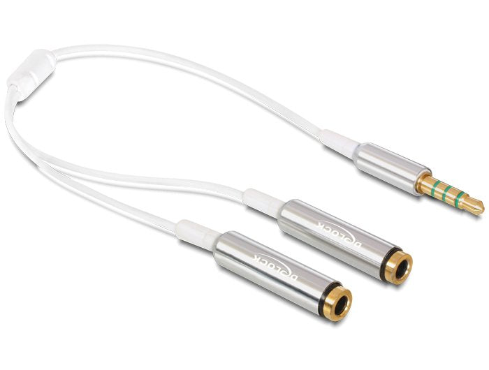 Delock Cable Audio Stereo Jack 3.5 Mm 4 Pin  2 X Stereo Jack 3.5 Mm 4 Pin 25 Cm