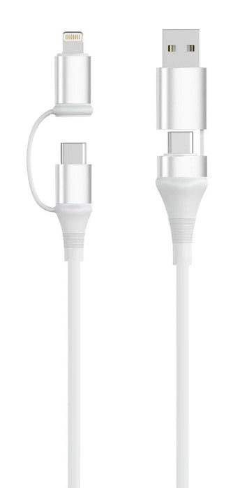 Cable Ewent Ec1075 Usb-C 4 En 1 - 60w - 1 Metro - Usb-C, Usb-A, Lightning - Blanco