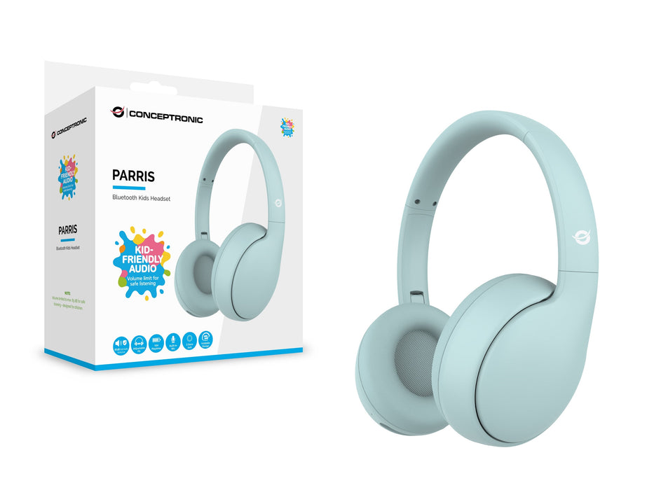 Headset Infantil  Bluetooth 6.0  Conceptronic Parris04b Carga Usb-C Bateria 10h Plegable Color Azul