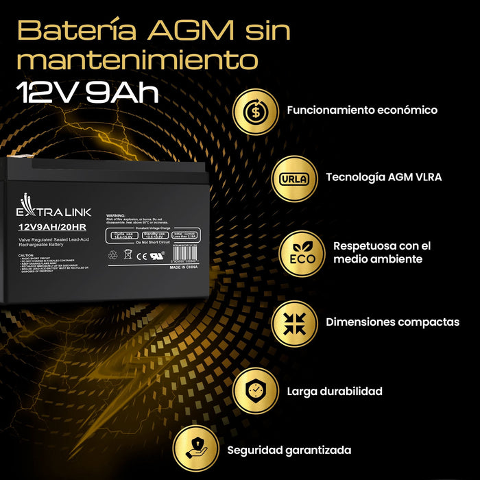 Extralink Akumulator Battery Accumulator Agm 12v 9ah Sealed Lead Acid (Vrla)