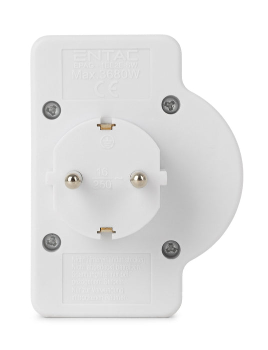 Entac Meckdosenadaptador 2x Euro 1x Schukon Schalter Blanco