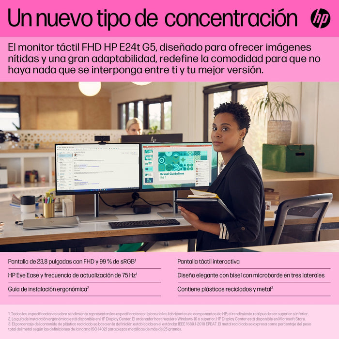EAN 0196786299742 - HP E24t G5 FHD Touch Monitor pantalla para PC 60,5 cm (23.8") 1920 x 1080 Pixeles Full HD LCD Negro imagen 5