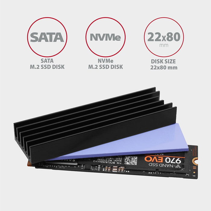 EAN 8595247905550 - Axagon CLR-M2L10 sistema de refrigeración para ordenador M.2 NVMe SSD, Unidad de estado sólido Disipador  imagen 2