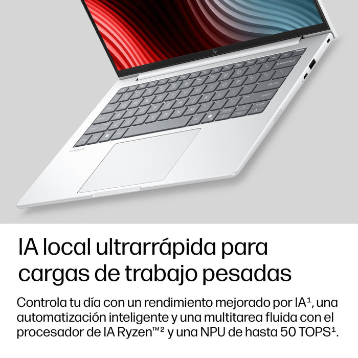 Hp Elitebook 8 G2a Notebook Next Gen Ai Copilot+ Pc Diseño De Bisagra En 169 Grados Amd Ryzen Ai 7 450 / Hasta 5.1 Ghz Win 11 Pro Radeon 860m 32 Gb Ram 1 Tb Ssd Nvme 14" Ips 1920 X 1200 Wi-Fi 7 Bluetooth 6.0 Nfc Plata Glaciar Kbd