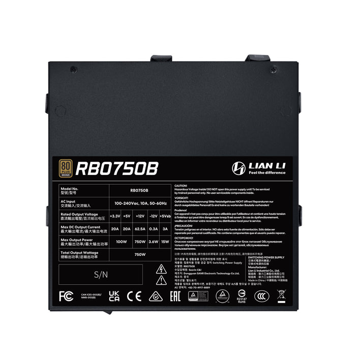 EAN 4718466019660 - Lian Li RB0750B.B unidad de fuente de alimentación 750 W 24-pin ATX ATX Negro imagen 2