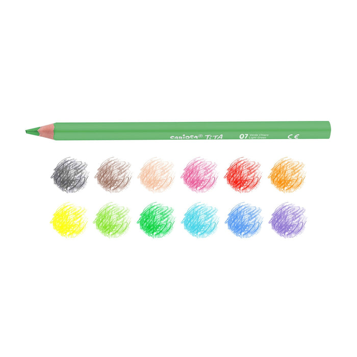 Carioca Tita Pack De 12 Lapices De Resina - Cuerpo Triangular - Colores Brillantes Y Lavables - Escritura Blanda - Mina
