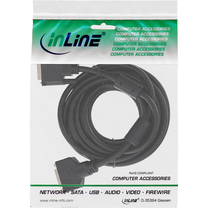 Cable Inline Dvi-D 24+1 Macho A Hembra Dual Link 2 Ferritas Negro 3m