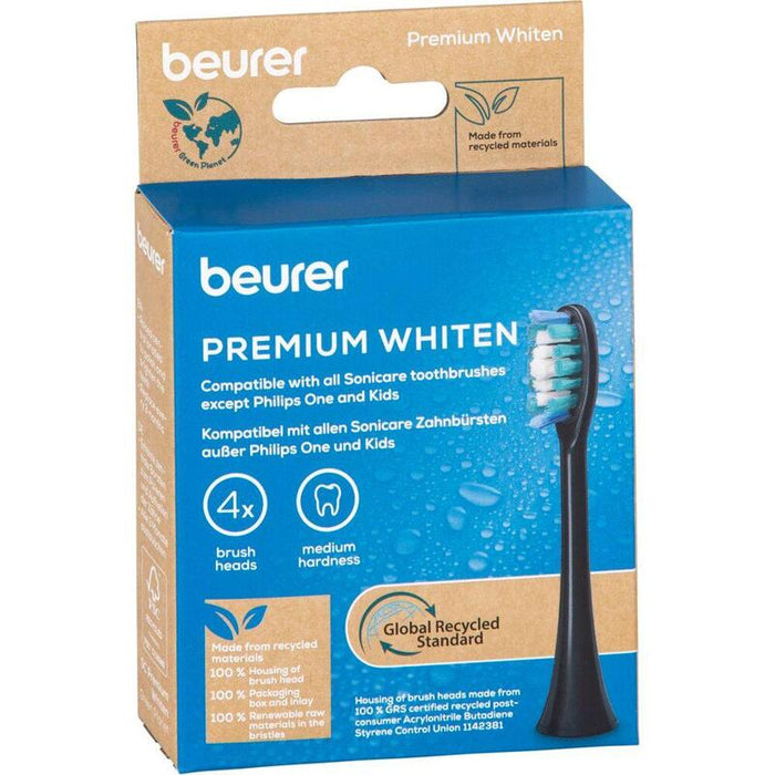 Beurer Sc Cabezales De Cepillo Premium Whiten Green Planet, Accesorio De Cepillo Negro, Paquete De 4 10531