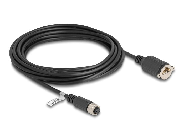 Delock M12 Cable A-Kodiert 8 Pin Hembra A Rj45 Hembra Cat.5e Ftp 5 M Negro