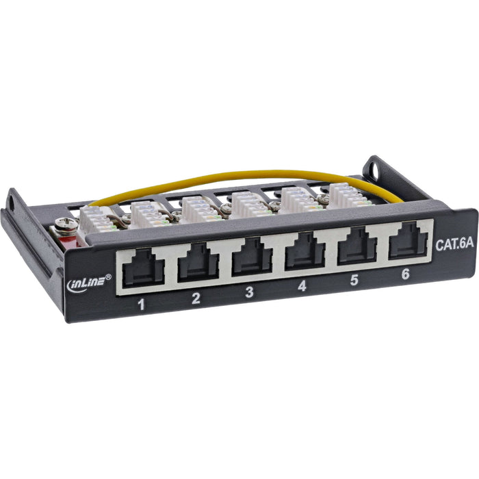 Inline® Patch Panel Cat.6a 0.5u 6-Port, For Table/Wall/Rail, With Dust Projoection, Negro