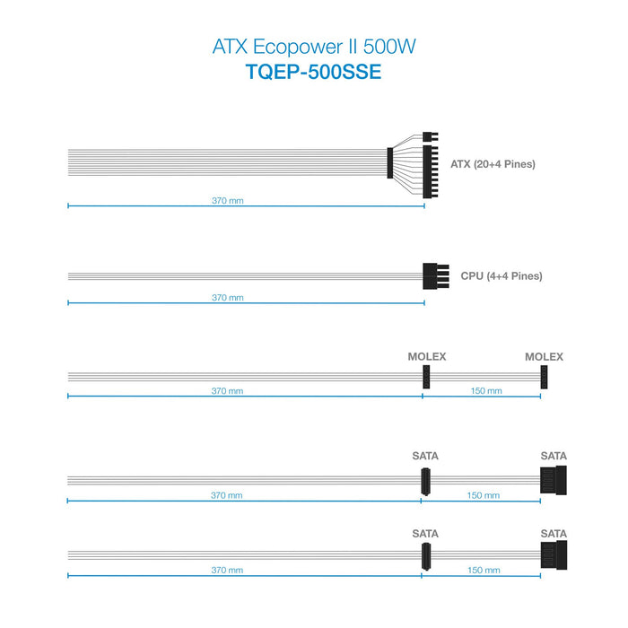 EAN 8433281007109 - TooQ TQEP-500SSE unidad de fuente de alimentación 500 W 24-pin ATX ATX Plata imagen 6