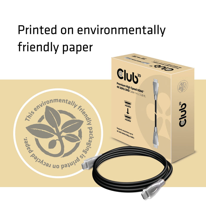Club3d Premium High Speed Hdmi 2.0 4k60hz Uhd Cable 1 M/ 3.28 Ft Certified