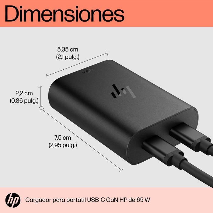EAN 0196337695061 - HP 65W Gallium Nitride USB-C Laptop Charger adaptador e inversor de corriente Interior Negro imagen 6
