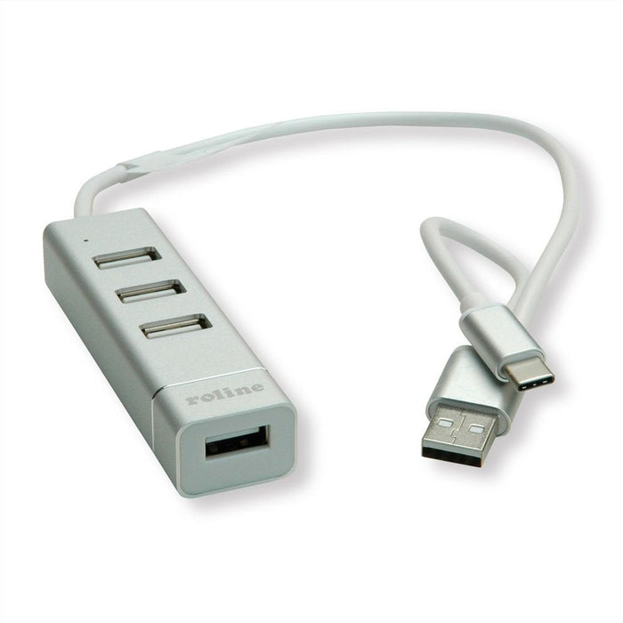 Roline Usb 2.0 Notebook Hub, 4 Ports, Typ A+C Anschlusscable