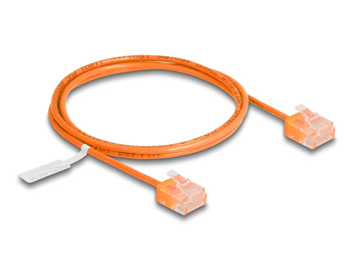 Delock Rj45 Cable De Red Cat.6 Utp Ultra Slim 1 M Naranja Con Kurzen Machon