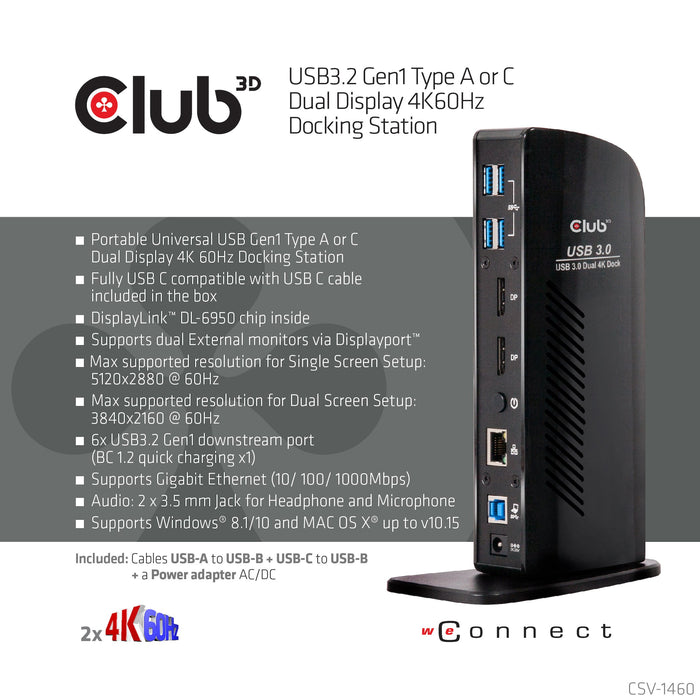 EAN 8719214470777 - CLUB3D CSV-1460 base para portátil y replicador de puertos Acoplamiento USB 3.2 Gen 1 (3.1 Gen 1) Type-B  imagen 8