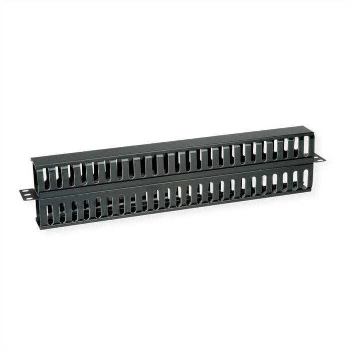 Value 19-Zoll-Frontplatte 1 He, Beidseitig Mit Cablekanal, Schwarz