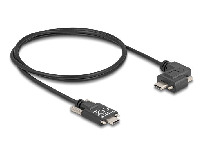 Delock 80956 Cable Usb 2.0 Usb Type-C Macho Con Tornillos A Usb Type-C Macho Con Tornillos Acodado A La Izquierda / La Derecha Pd 3.0 60 W 1 M