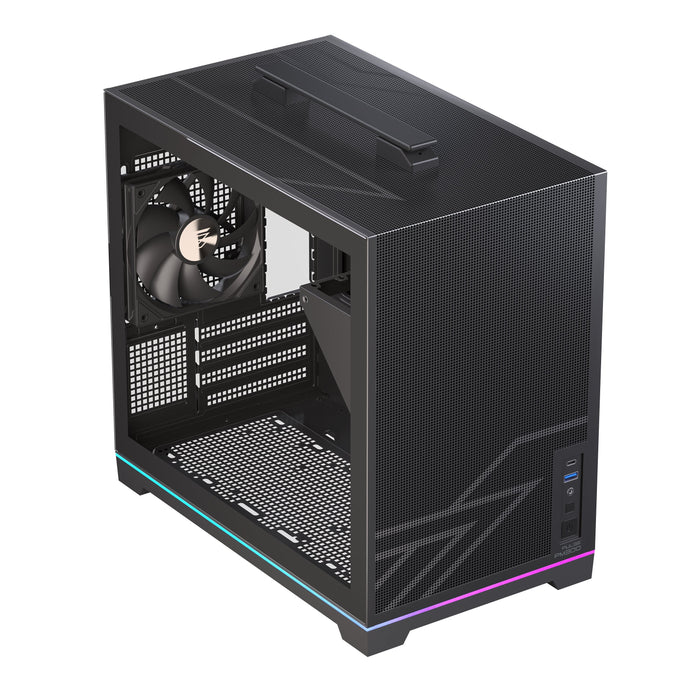 Caja Pc  Micro-Atx Semitorre Einarex Pm300 Core C-Templado Negra Excs-Pm-300c-B