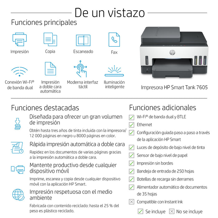 EAN 0195908302643 - HP Smart Tank 7605 All-in-One Printer Inyección de tinta térmica A4 4800 x 1200 DPI 15 ppm Wifi imagen 4