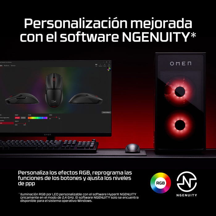 EAN 0198122802449 - HyperX Pulsefire Fuse Wireless Gaming Mouse ratón Juego Ambidextro RF Wireless + Bluetooth Óptico 12000 D imagen 5