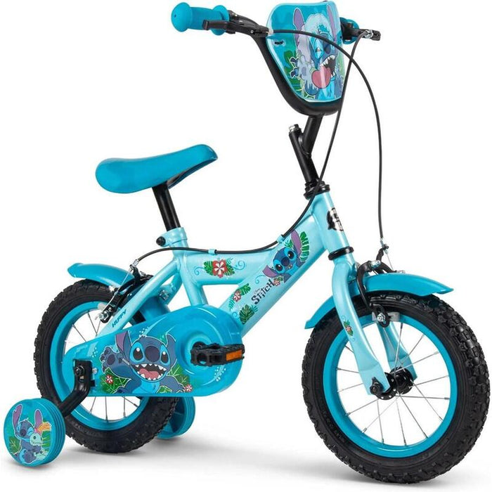 Bicicleta  Huffy Infantil Disney Stitch De 3 A 5 Años De Edad, Frenos Dobles De Pinza De Freno, Ruedas Estabilizadoras Extraíbles Azul 22385w