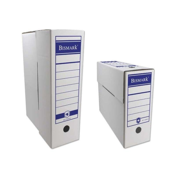 Bismark Caja De Archivo Definitivo Folio Prolongado 12x39x27cm - Carton Corrugado - Papel Blanco Con Zonas Pre Impresas
