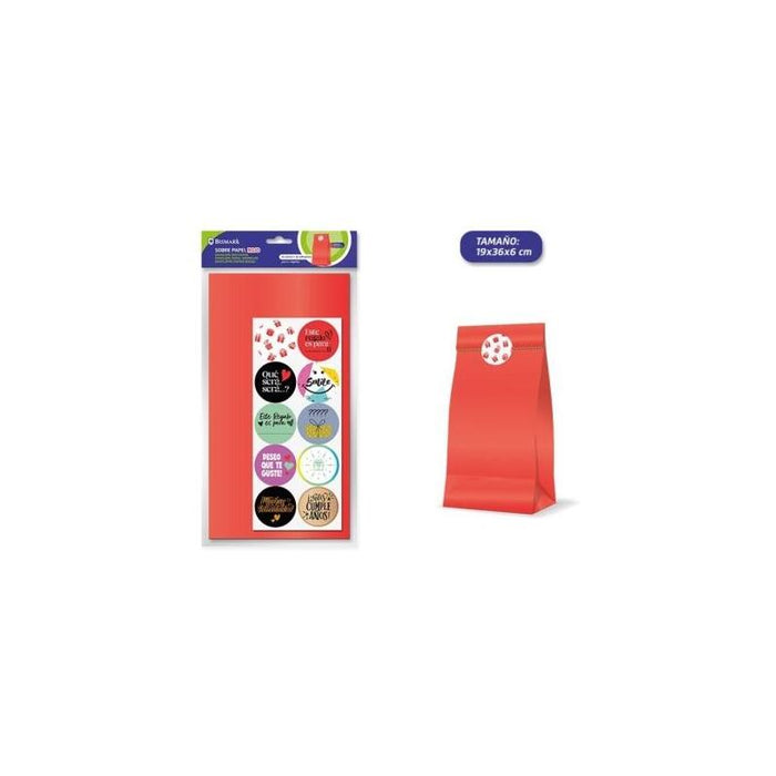 Bismark Pack De 10 Sobres Papel Kraft 50grs Con 10 Pegatinas Para Cierre - Medidas 19x36x6cm - Ideal Para Regalos -