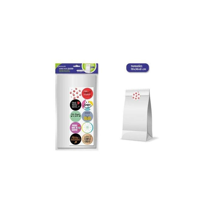 Bismark Pack De 10 Sobres Papel Kraft 50grs Con 10 Pegatinas Para Cierre - Medidas 19x36x6cm - Ideal Para Regalos -