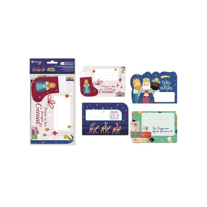 Bismark Pack De 4 Etiquetas Grandes Adhesivas Para Regalos - Tematica Reyes Magos - Diseños Surtidos - Espacio Para