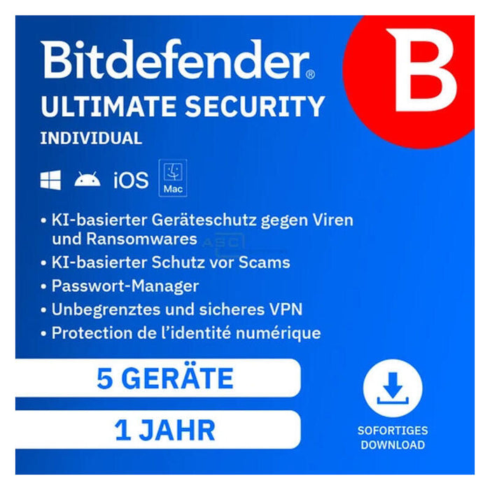 Bitdefender Ultimate Security Individual (5 Dispositivos - 1 Año) Dach Esd - Licencia Electrónica