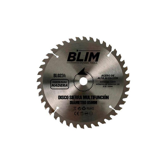 Blim Disco Corte De Madera Para Sierra Multifuncion 85mm - 20 Dientes Con Recubrimiento En Carburo De Tungsteno