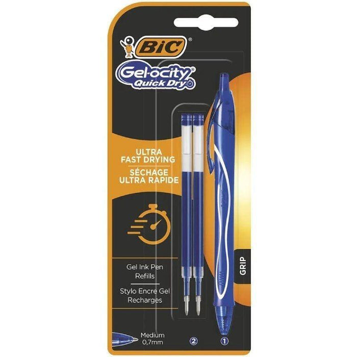 Bolígrafos De Tinta De Gel Retráctil Bic Gelocity Quick Dry 951757 1 Unidades 2 Recambios Azul