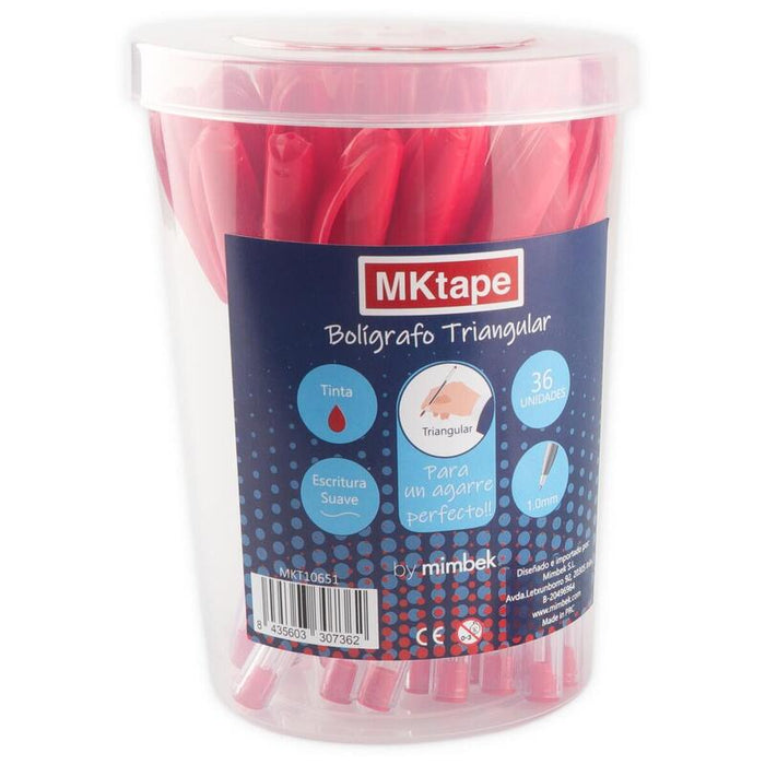 Bolígrafos Triangulares Mktape Mkt10651 - Rojo · Caja 36 Unidades