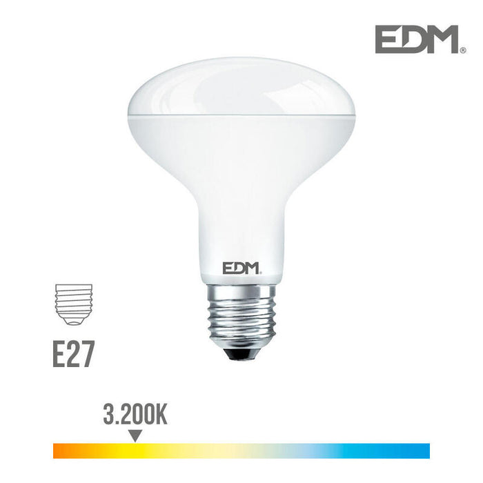 Bombilla Reflectora Led R90 E27 12w 1055lm 3200k Luz Calida Ø9x12cm Edm