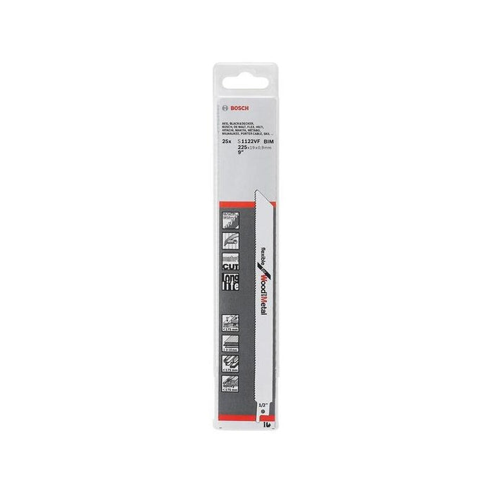 Bosch Hoja De Sierra De Sable S 1122 Vf Flexible Para Madera Y Metal, 225 Mm 2608657559